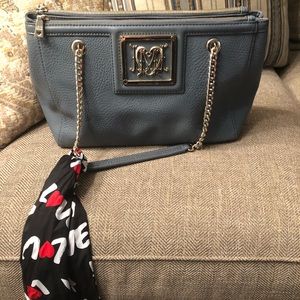 Moschino Teal Bag with detachable Moschino scarf